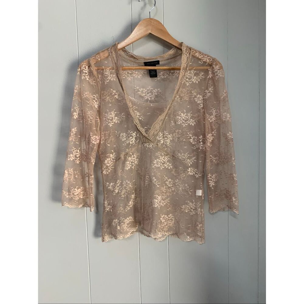 The Limited Lace Sheer Romantic Top Y2K Medium